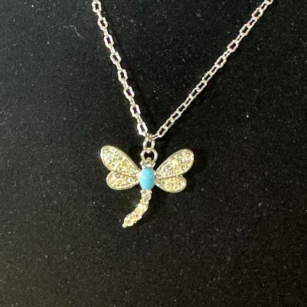 5/$25 Dragonfly Blue Gemstone CZ Stone Accent Necklace